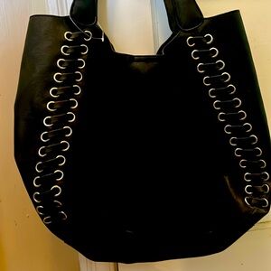 Black leather satchel
